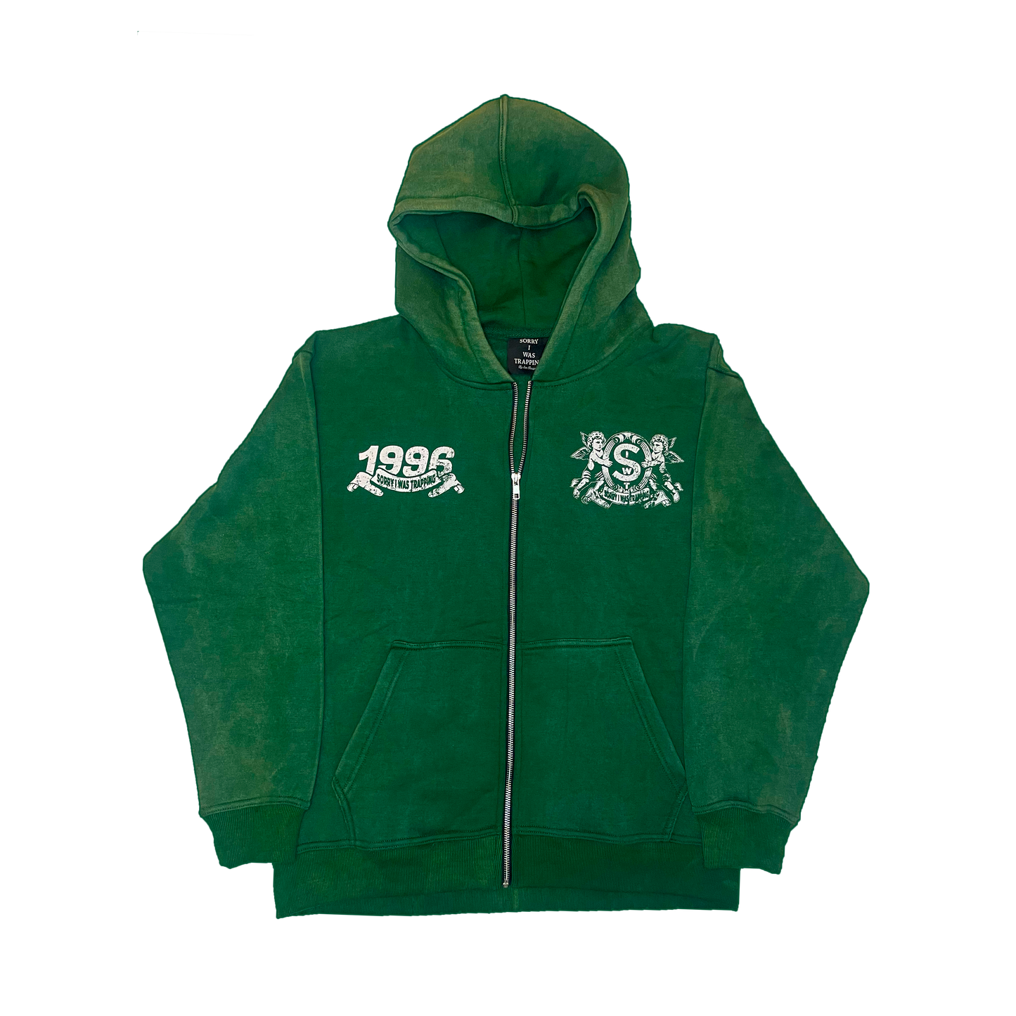 VINTAGE SIWT SUN-DRIED FOREST GREEN ZIP-UP HOODIE