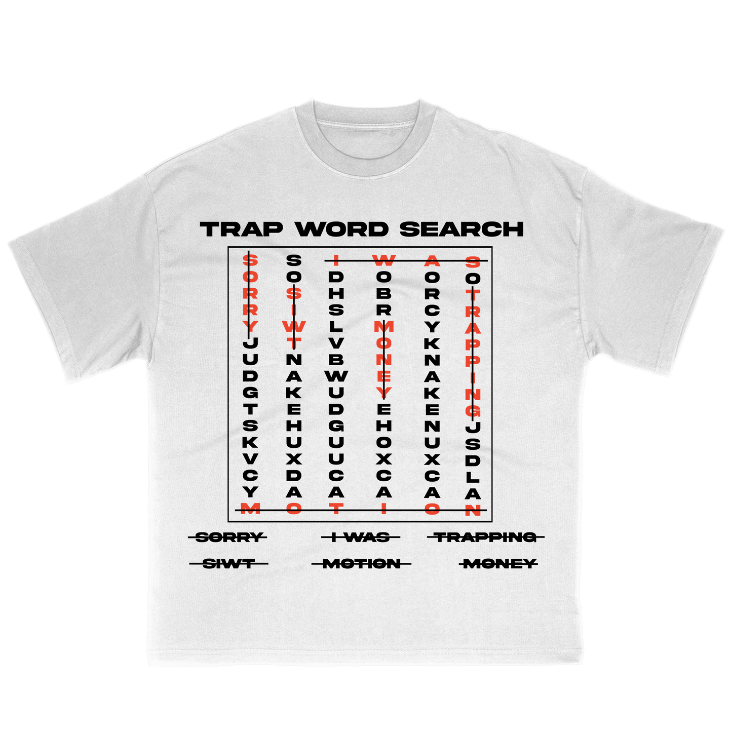 Trap word search tee