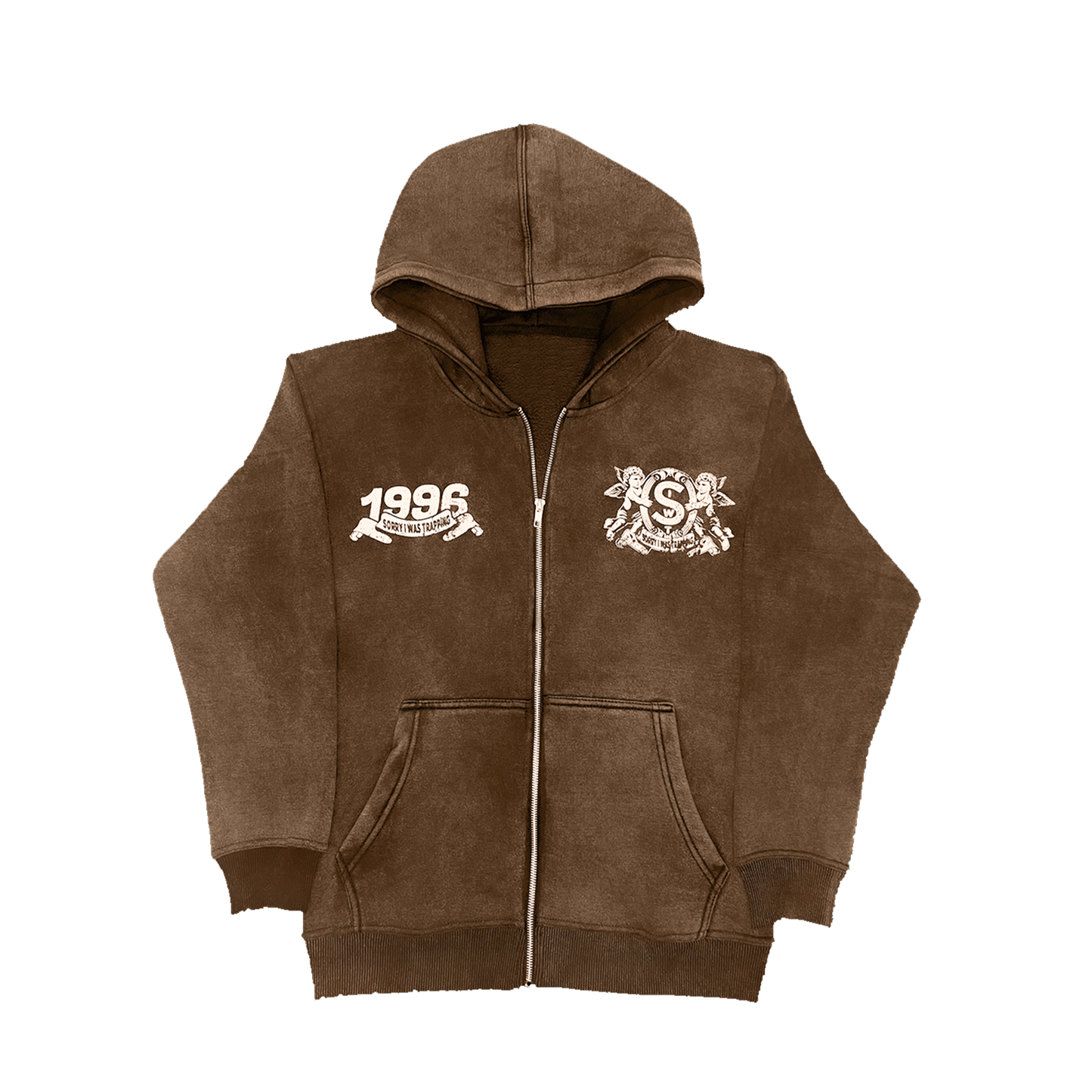 VINTAGE SIWT SUN-DRIED BROWN ZIP-UP HOODIE