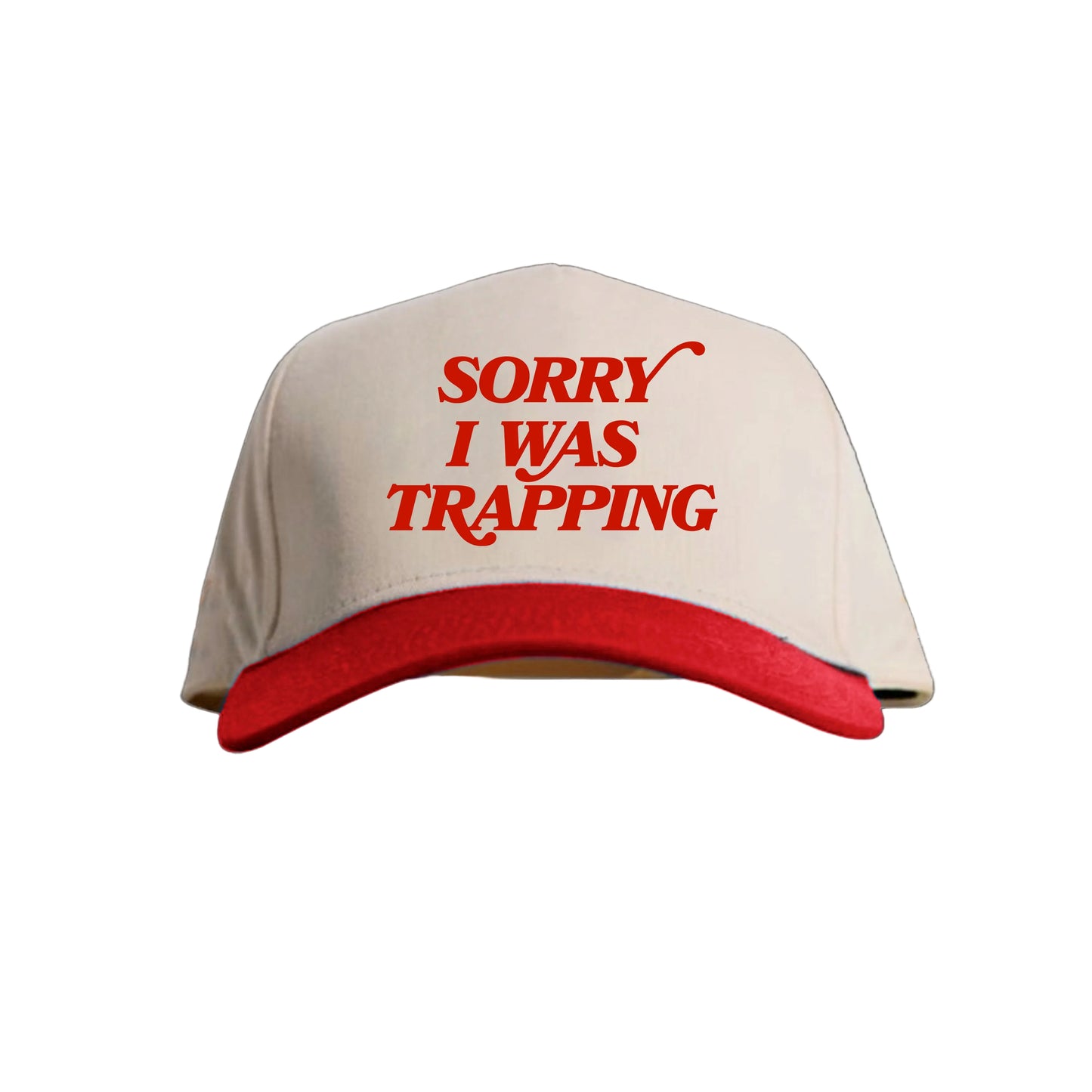 Red 5 panel baseball cap