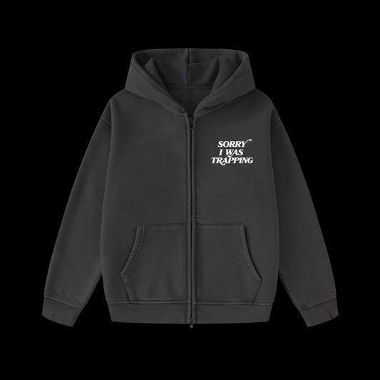 Charcoal grey vintage zip up hoodie