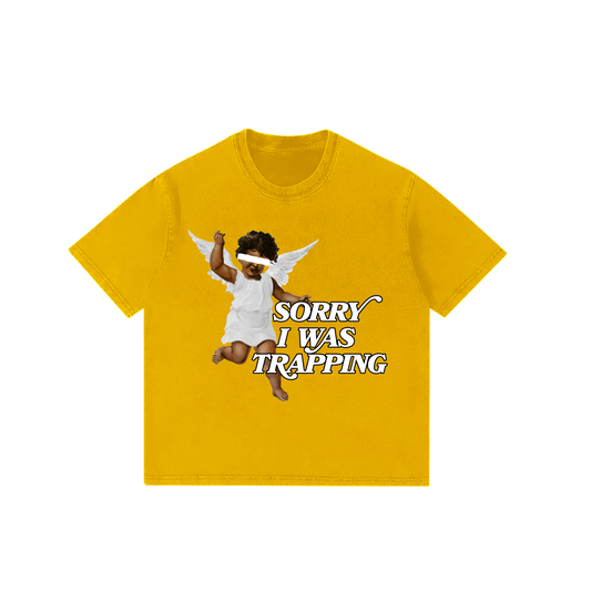 Vintage washed yellow angel tee