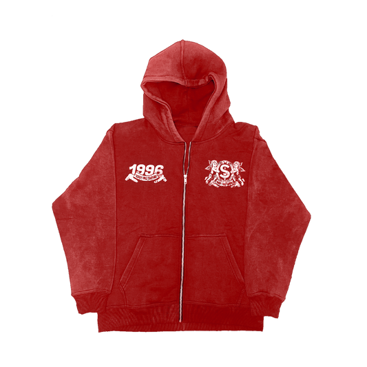 VINTAGE SIWT SUN-DRIED  RED ZIP-UP HOODIE