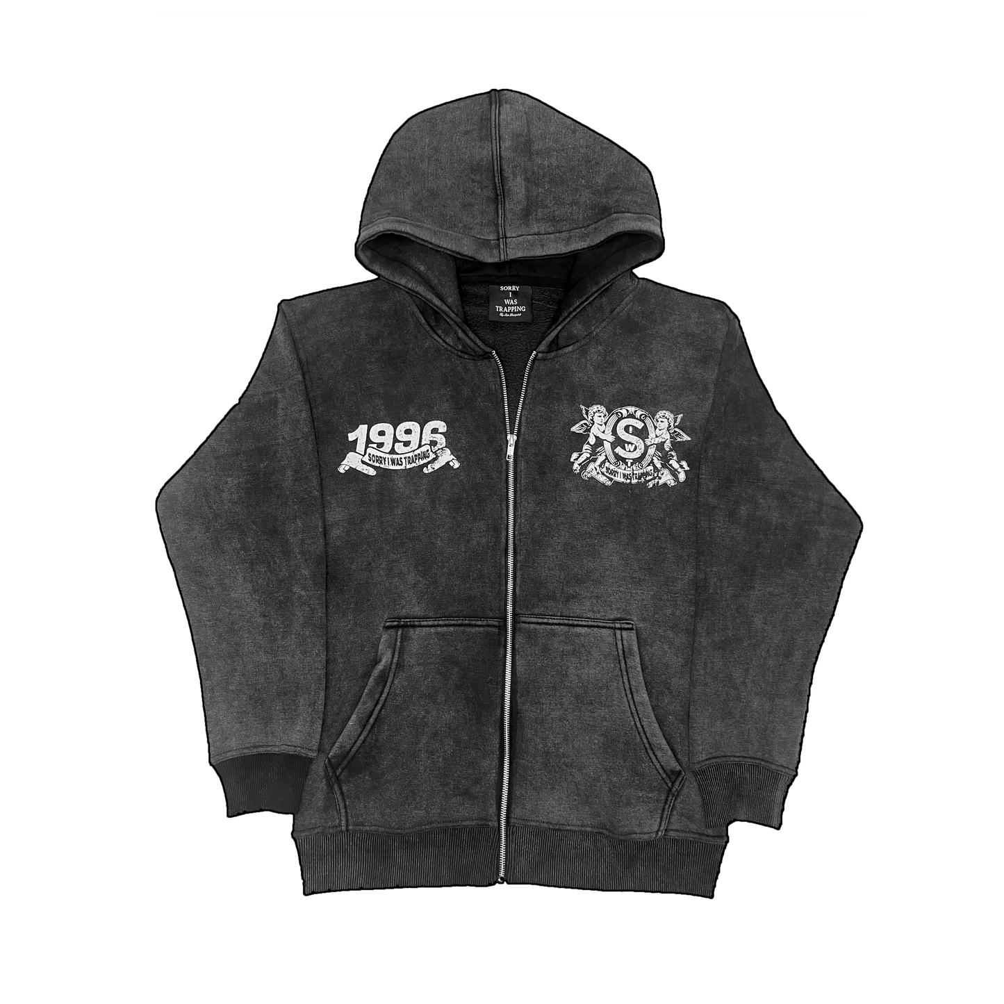 VINTAGE SIWT SUN-DRIED  BLK ZIP-UP HOODIE