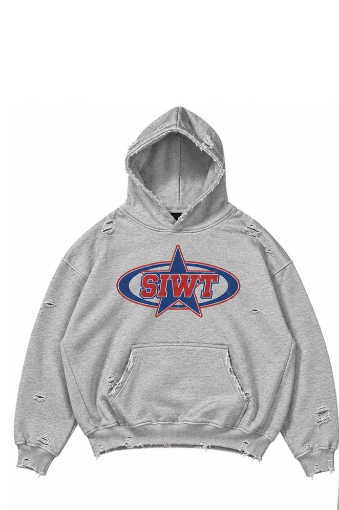 Siwt star distressed hoodie